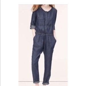 Ann Taylor Loft Utility Chambray Denim Jumpsuit